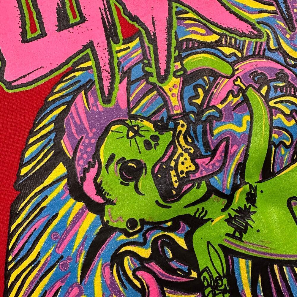 Blink 182 Red Cotton Band Tee with Neon Graphic Size Medium - Picture 3 of 6